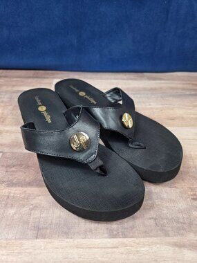 Lindsay Phillips Black Allie Wedge Flip Flops